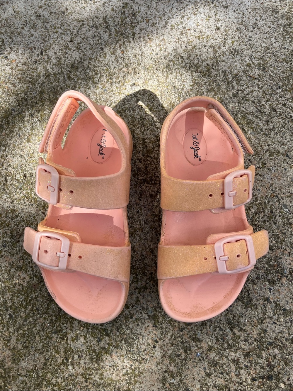 Cat & Jack Peach/Pink Double-Buckle Kids Sandals